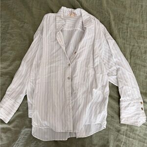 H&M White Pinstripe Casual Shirt